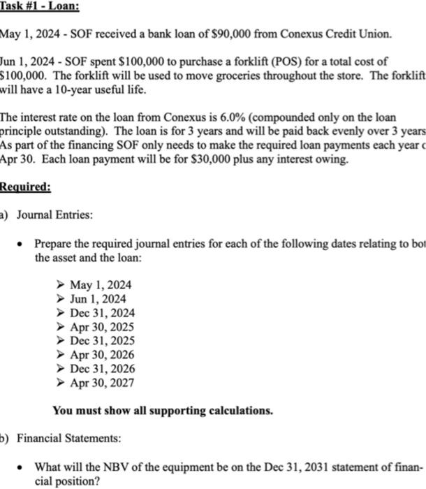 Solved Task 1 Loan May 1 2024 SOF Received A Bank Chegg Com   Image