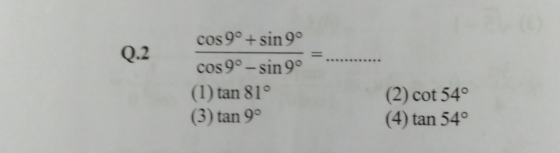 \( \frac{\cos 9^{\circ}+\sin 9^{\circ}}{\cos 9^{\circ}-\sin 9^{\circ}}= \)