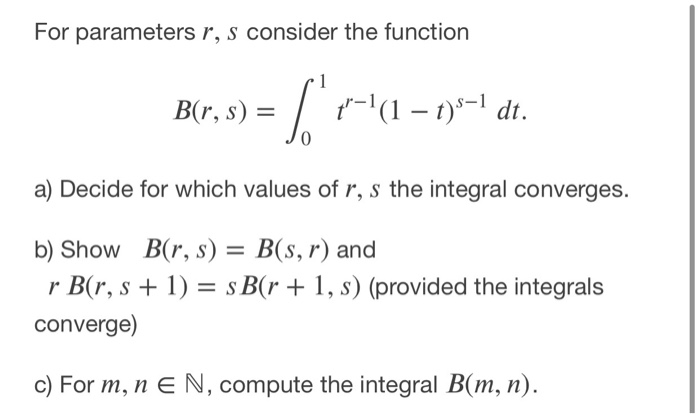 Solved For Parameters R S Consider The Function Br S Chegg Com