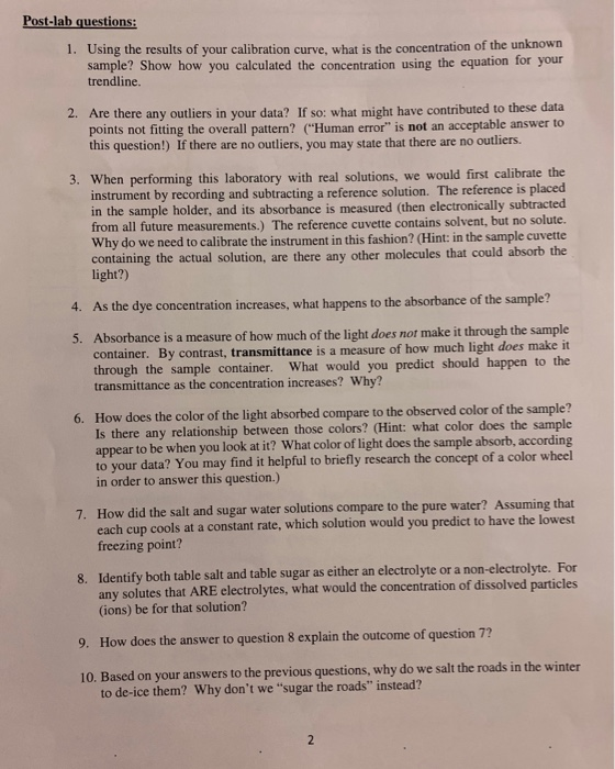 Solved Help please answer all the post lab questions and | Chegg.com