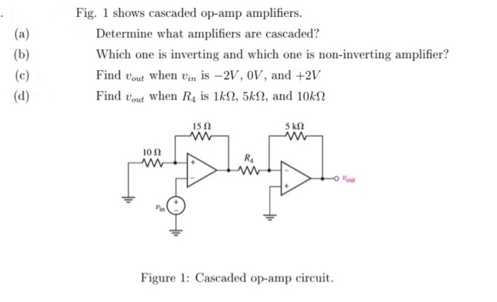 Solved Fig. 1 shows cascaded op-amp amplifiers. Determine | Chegg.com