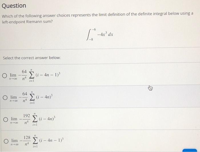 Solved Which of the following answer choices represents the | Chegg.com