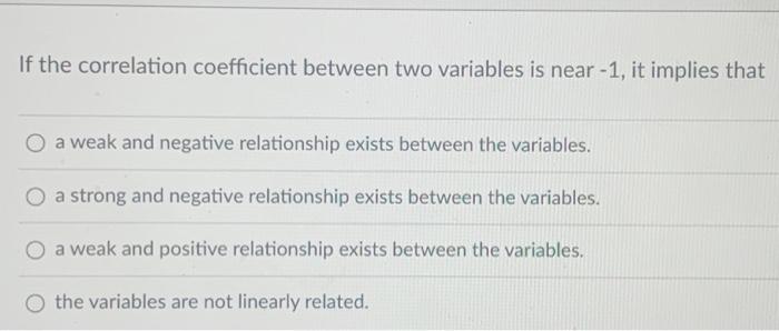 Solved If the correlation coefficient between two variables | Chegg.com