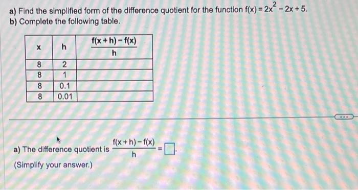 Solved a) Find the simplified form of the difference | Chegg.com
