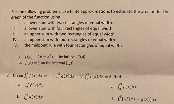 Solved 1. For the following problems, use finite | Chegg.com