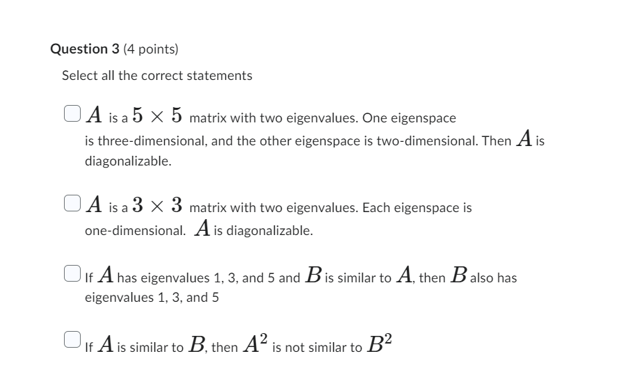 Solved Question 3 (4 ﻿points)Select all the correct | Chegg.com