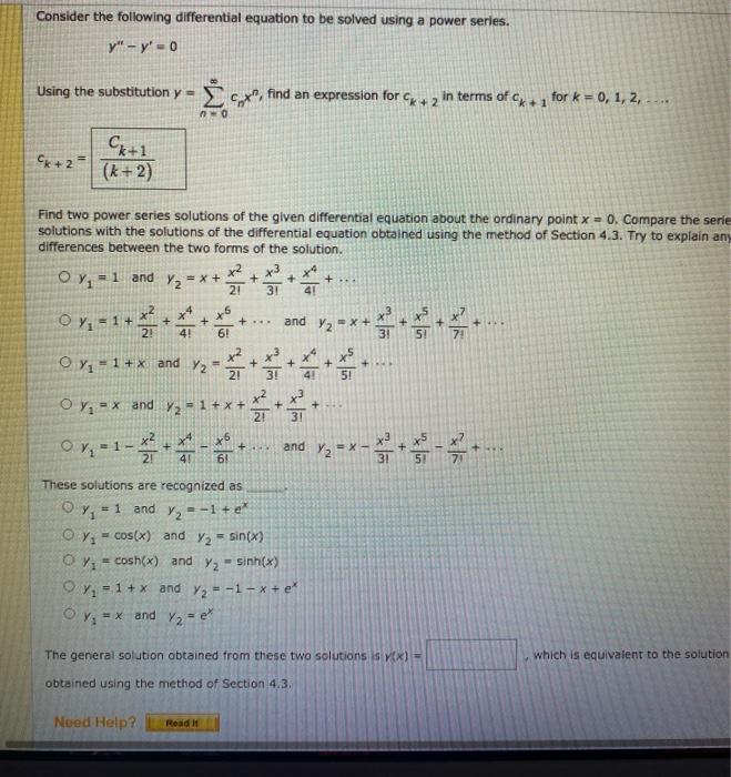 Solved Consider The Following Differential Equation To Be Chegg Com