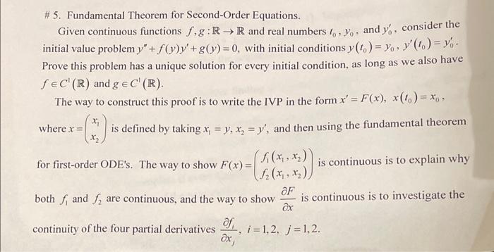 Solved \# 5. Fundamental Theorem For Second-order Equations. 