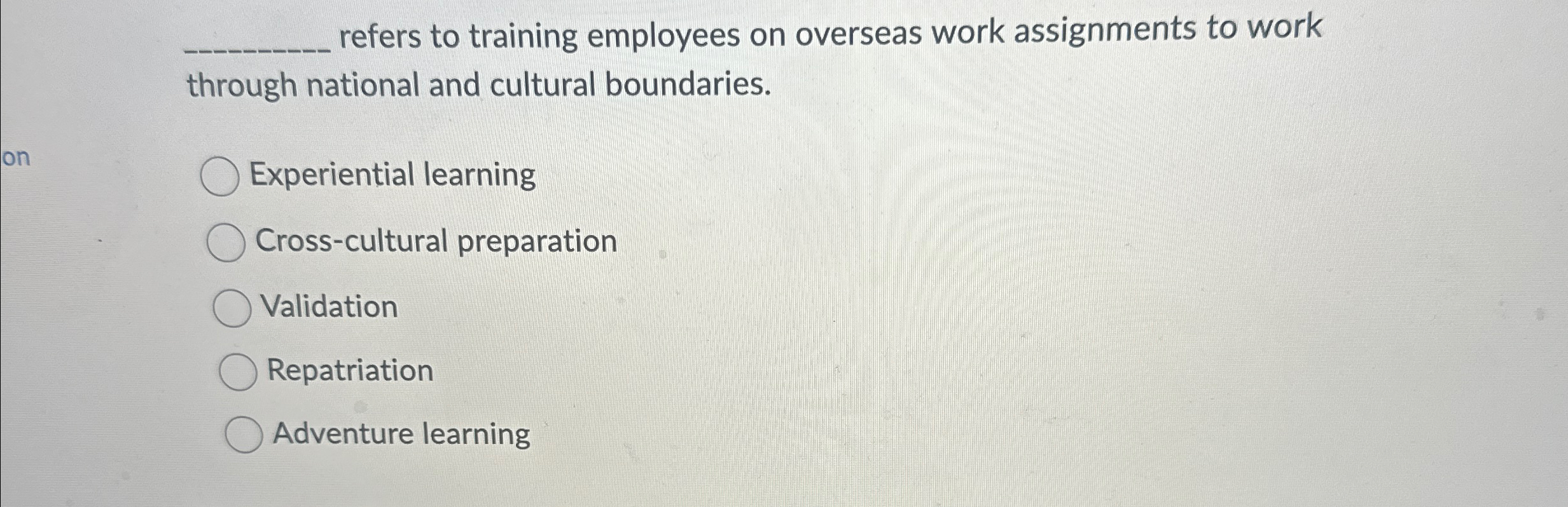 Solved q, ﻿refers to training employees on overseas work | Chegg.com