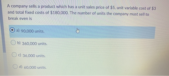 Solved A Company Sells A Product Which Has A Unit Sales 7177