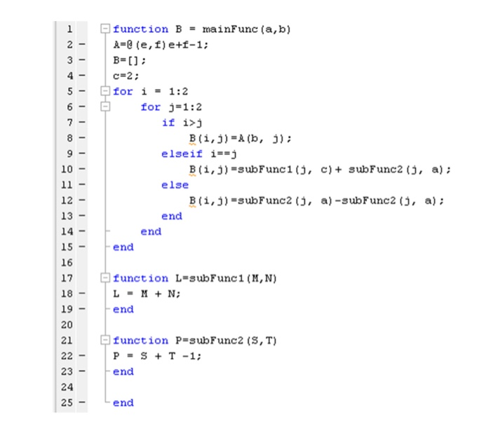 Solved 1 2 3 4 5 6 7 00 Function B Mainfunc A B A Chegg Com