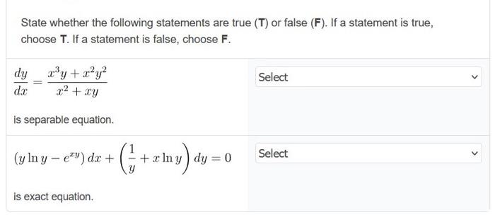 Solved State whether the following statements are true (T) | Chegg.com