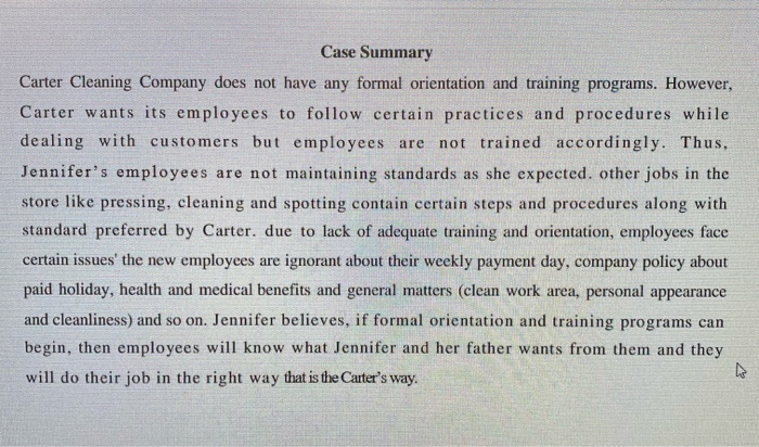 carter cleaning company case study chapter 3