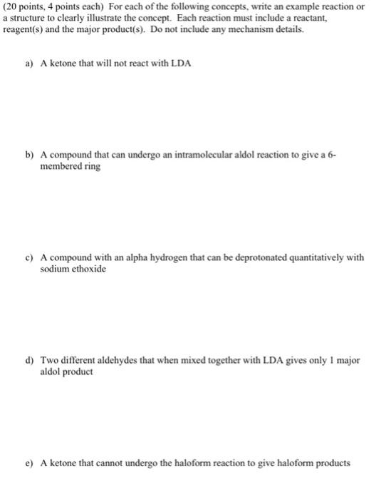 Solved 20 Points 4 Points Each For Each Of The Following