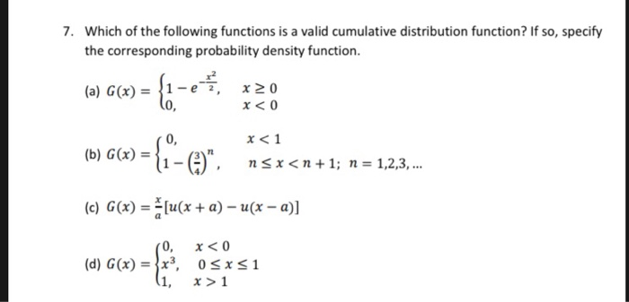 Solved 7. Which of the following functions is a valid | Chegg.com