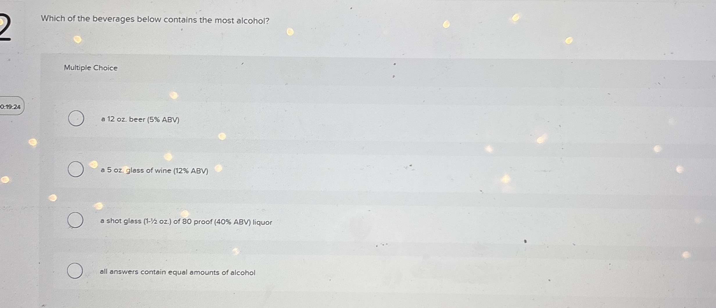 Solved Which of the beverages below contains the most | Chegg.com