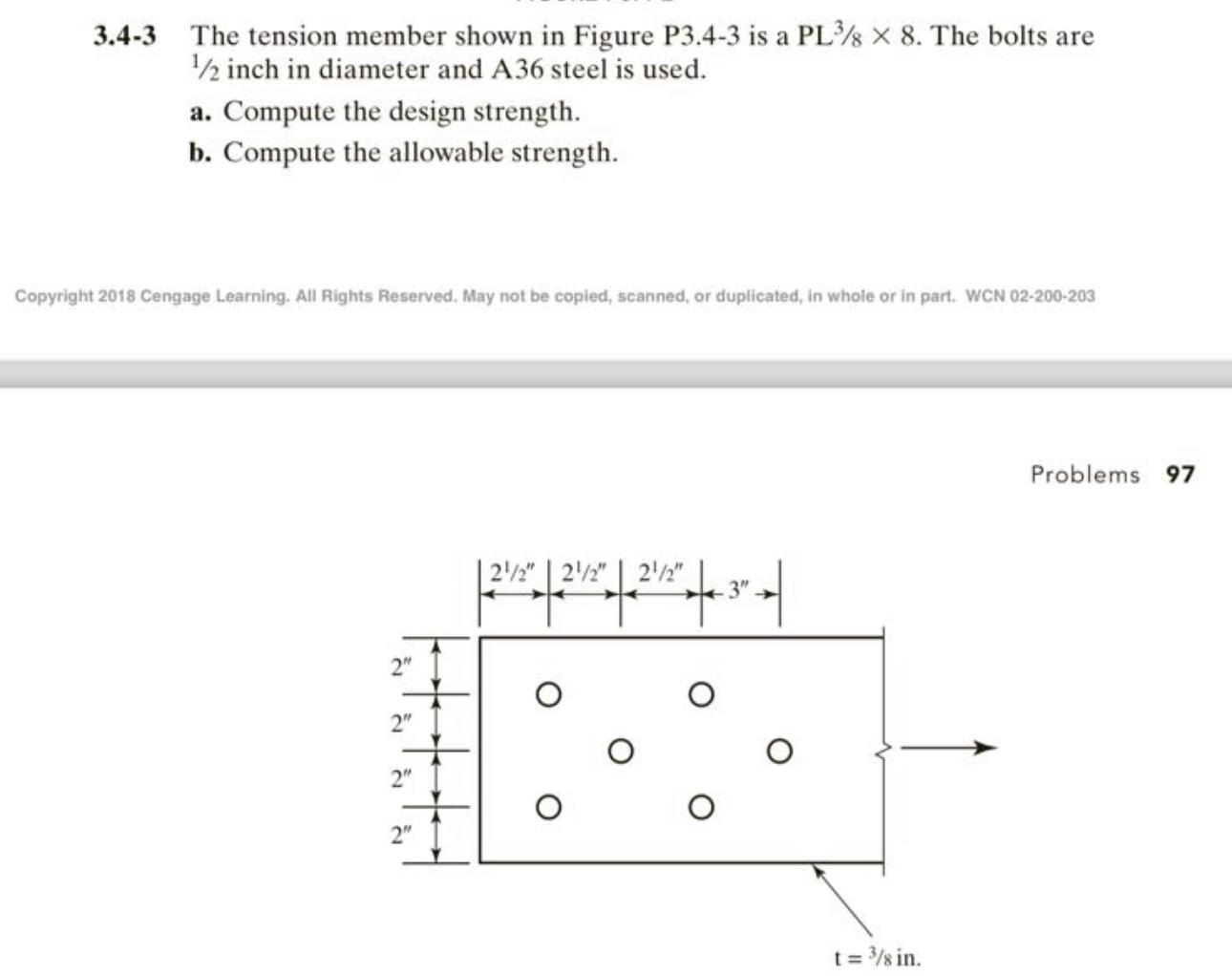 3.4-3 ﻿The tension member shown in Figure P3.4-3 ﻿is | Chegg.com