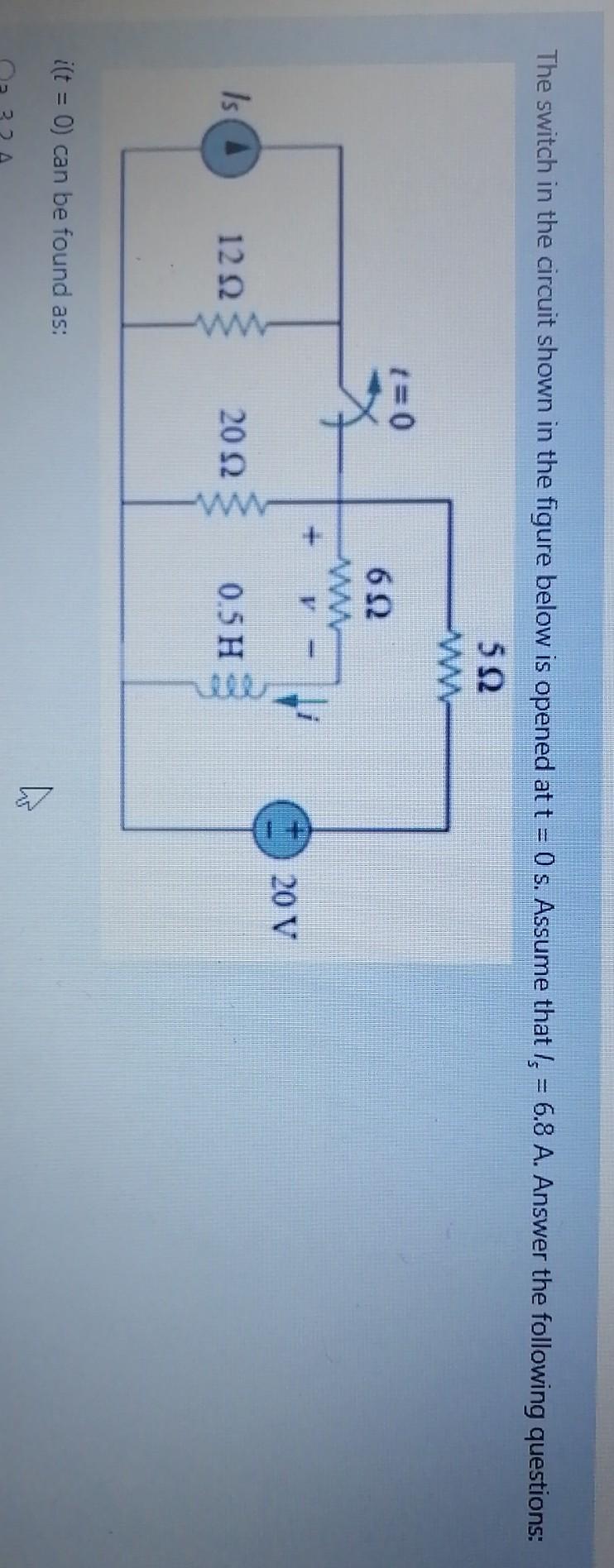 Solved The switch in the circuit shown in the figure below | Chegg.com