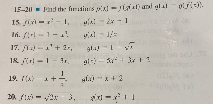 Solved 15 Find The Functions P X F G X And Q X Chegg Com