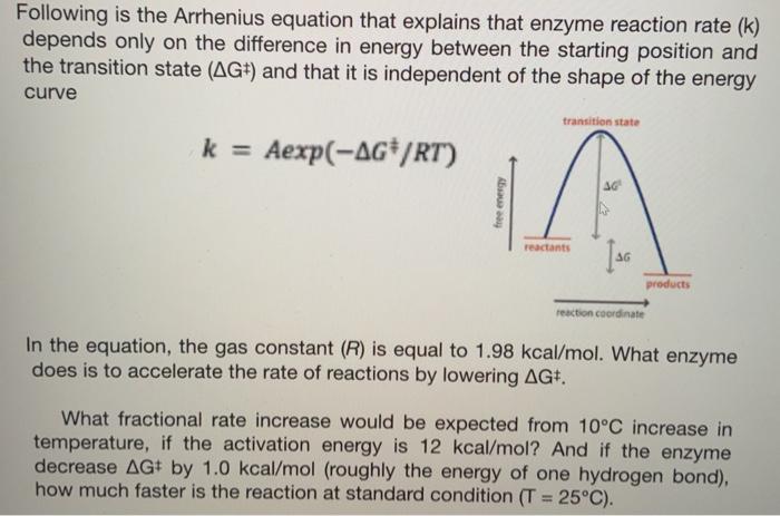 Solved Following is the Arrhenius equation that explains | Chegg.com