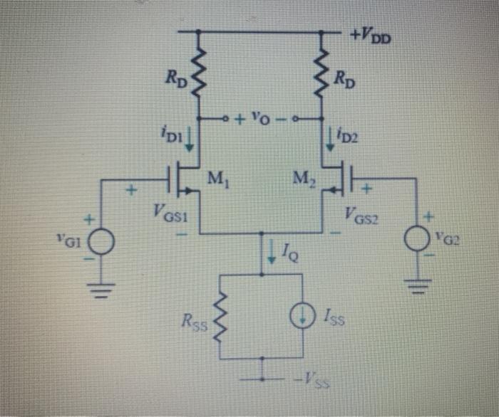 Solved The MOS differential pair in the figure below has the | Chegg.com