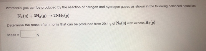 Solved Ammonia gas can be produced by the reaction of | Chegg.com