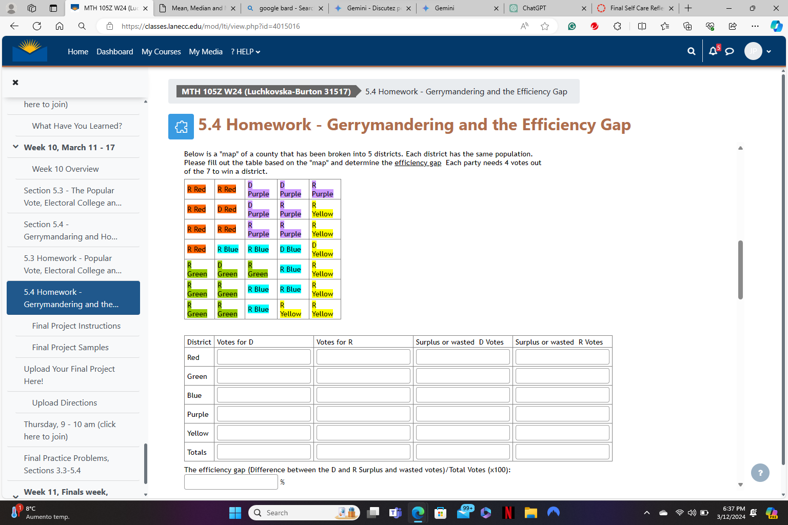 gerrymandering reading and questions homework