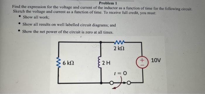 Solved Problem 1 Find the expression for the voltage and | Chegg.com
