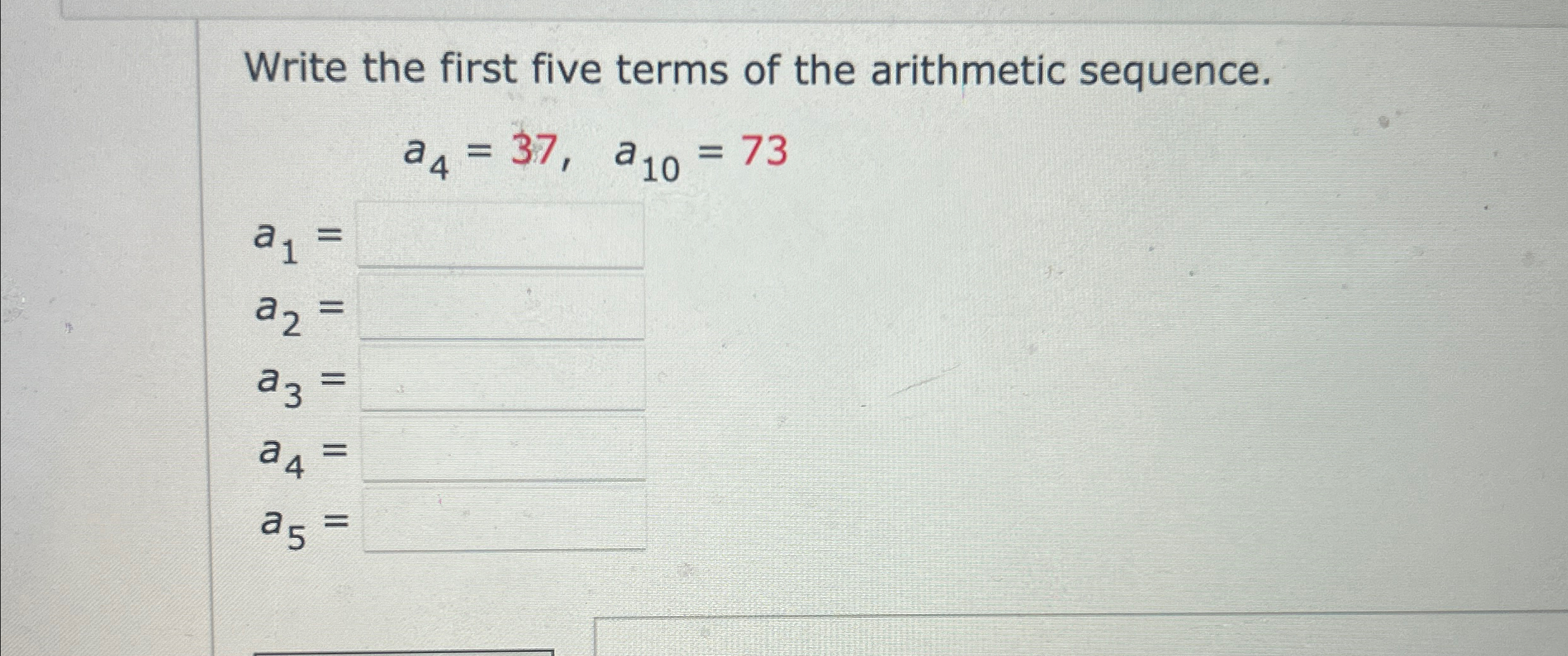 Solved Write the first five terms of the arithmetic | Chegg.com