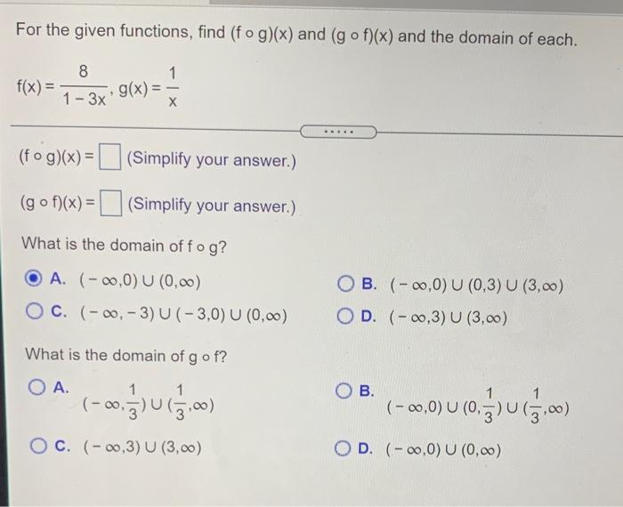 Solved 33-38 Find the functions (a) fog. (b) g•f. (c) Sof