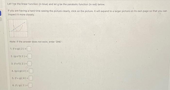 Solved Let f be the linear function (in blue) and let g be | Chegg.com