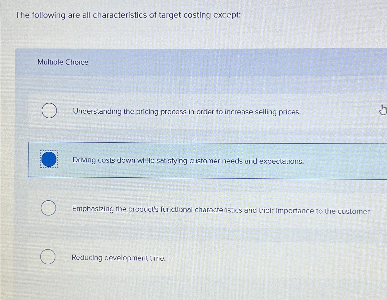 Solved The following are all characteristics of target | Chegg.com