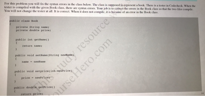 Solved For this problem you will fix the syntax errors in | Chegg.com