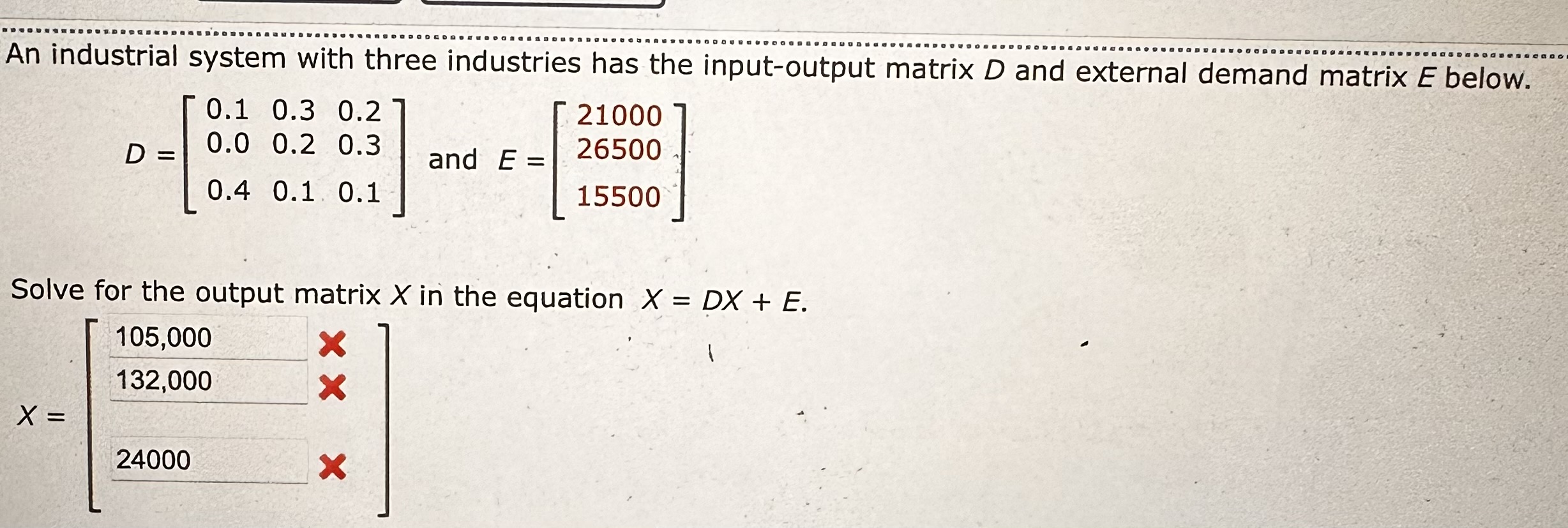 Solved An industrial system with three industries has the | Chegg.com