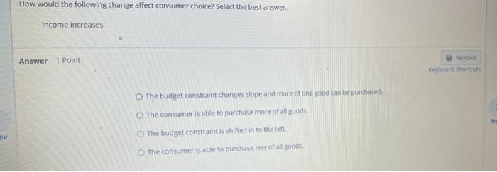 Solved How would the following change affect consumer | Chegg.com