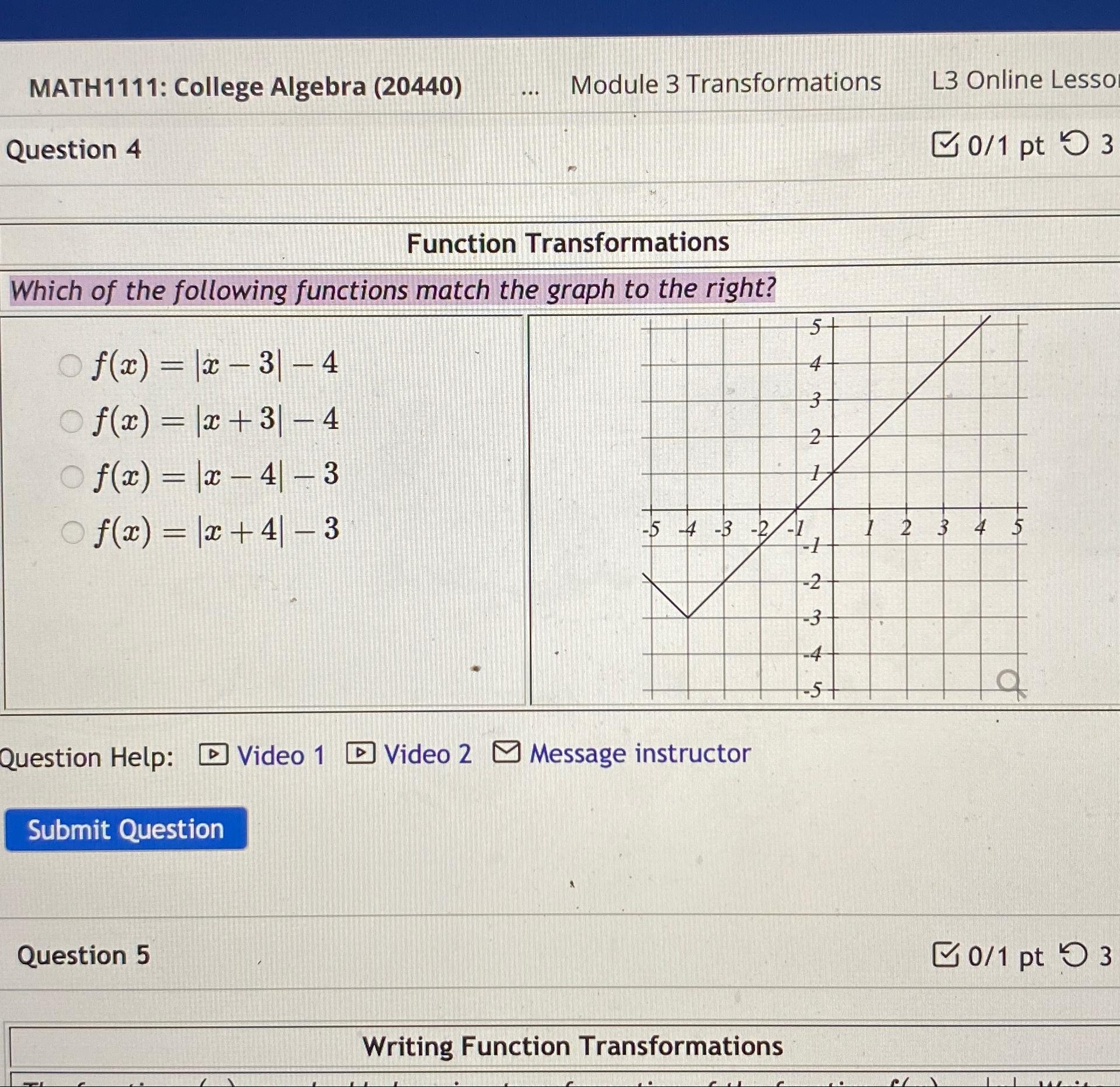 Solved MATH1111: College Algebra (20440)Module 3 | Chegg.com