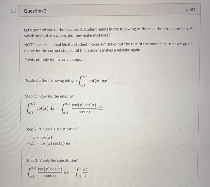 Solved Question 2 5 pts Let's pretend you're the teacher. A | Chegg.com