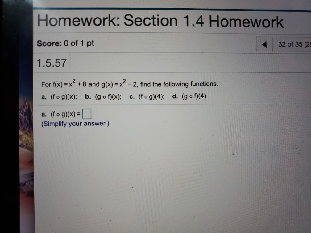 Msaw Math Solved Math 2003 SMWA (Fall 2020) Homework: Section 1.4 | Chegg.com