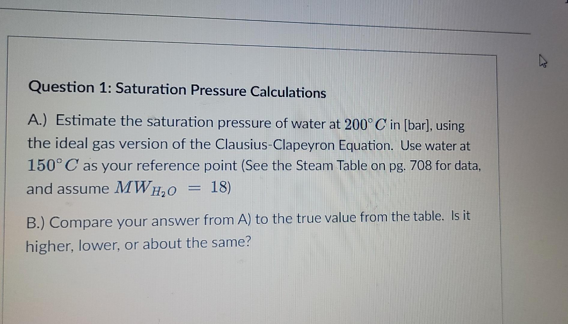 saturation pressure experiment