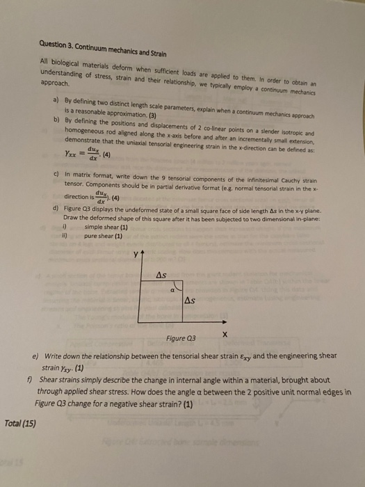 Solved Question 3. Continuum Mechanics And Strain All | Chegg.com