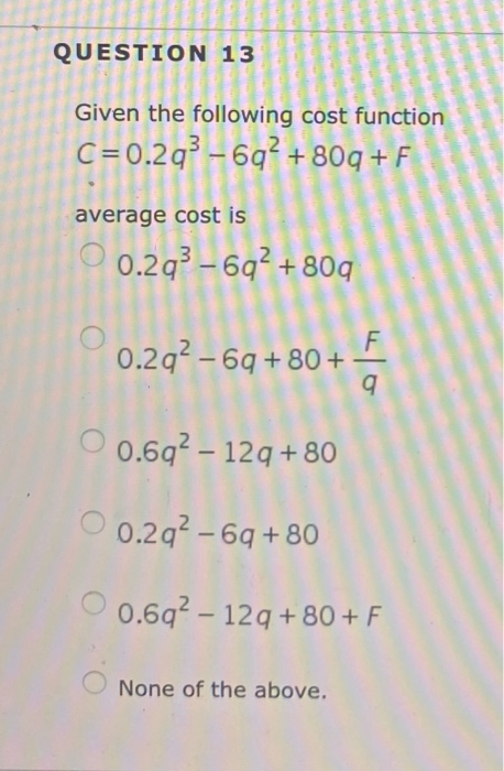Solved QUESTIO zm Given the following cost function 0 | Chegg.com