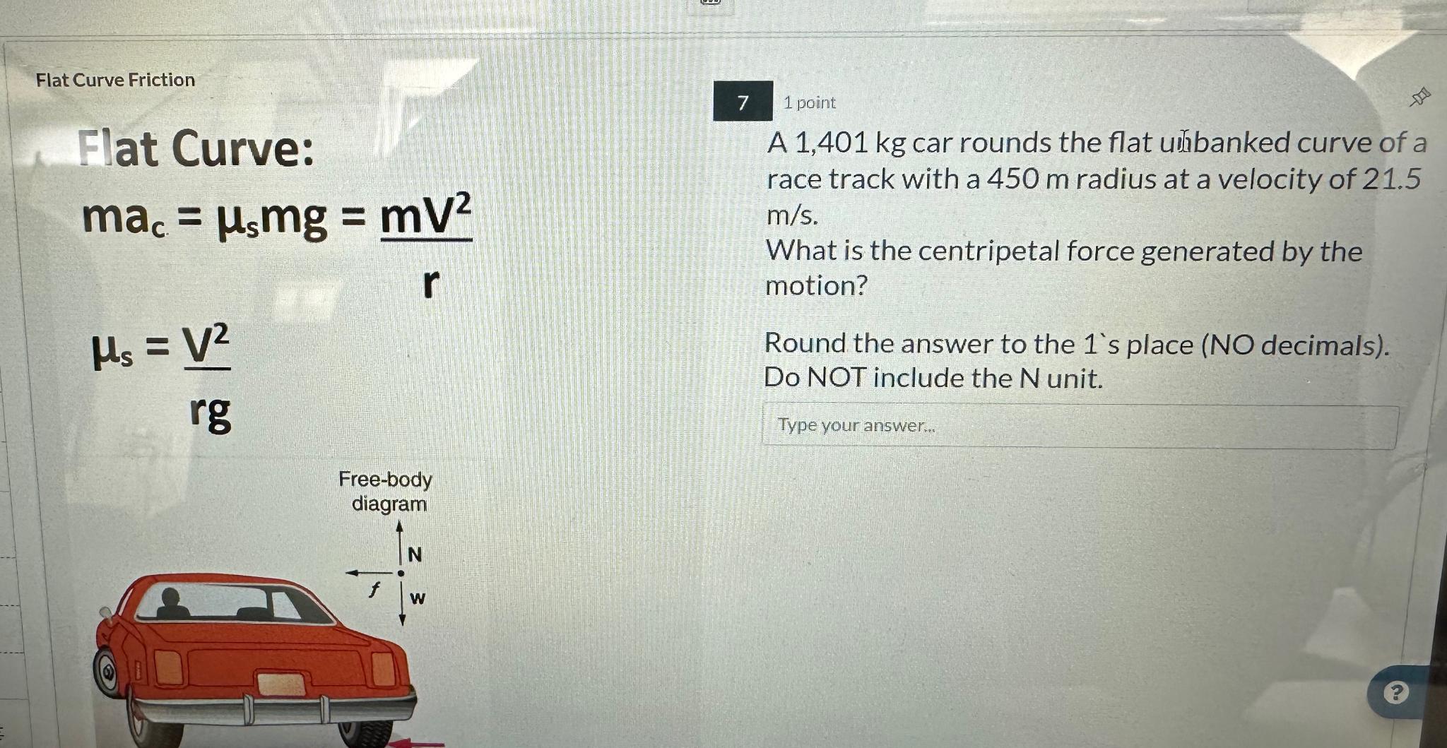 Solved Flat Curve Friction71 ﻿pointFlat | Chegg.com