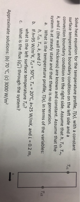 Solved Tsi Solve heat equation for the temperature profile, | Chegg.com