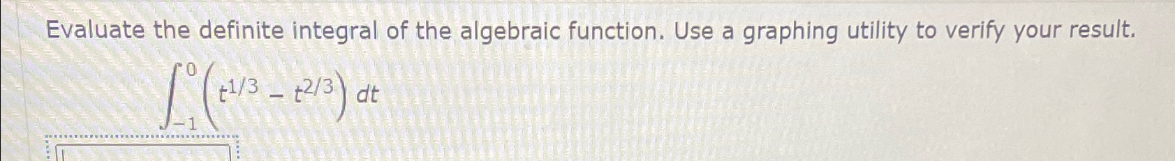 Solved Evaluate the definite integral of the algebraic | Chegg.com