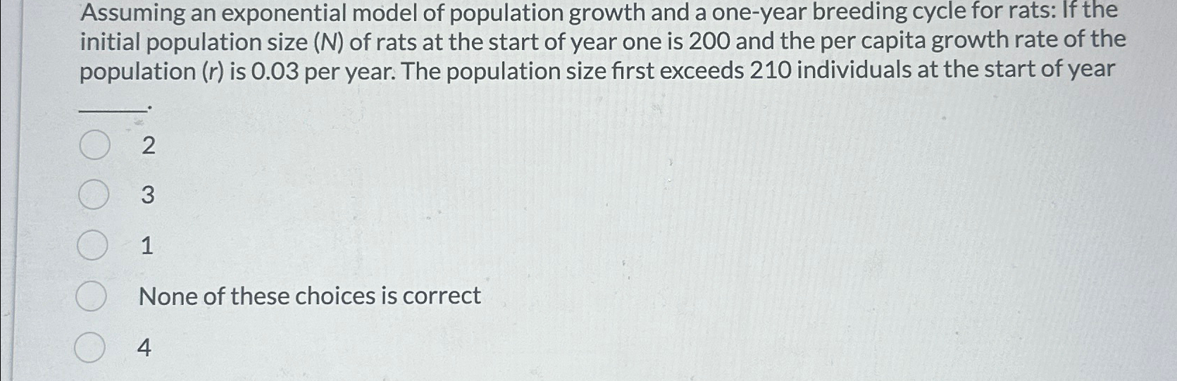 Solved Assuming an exponential model of population growth | Chegg.com
