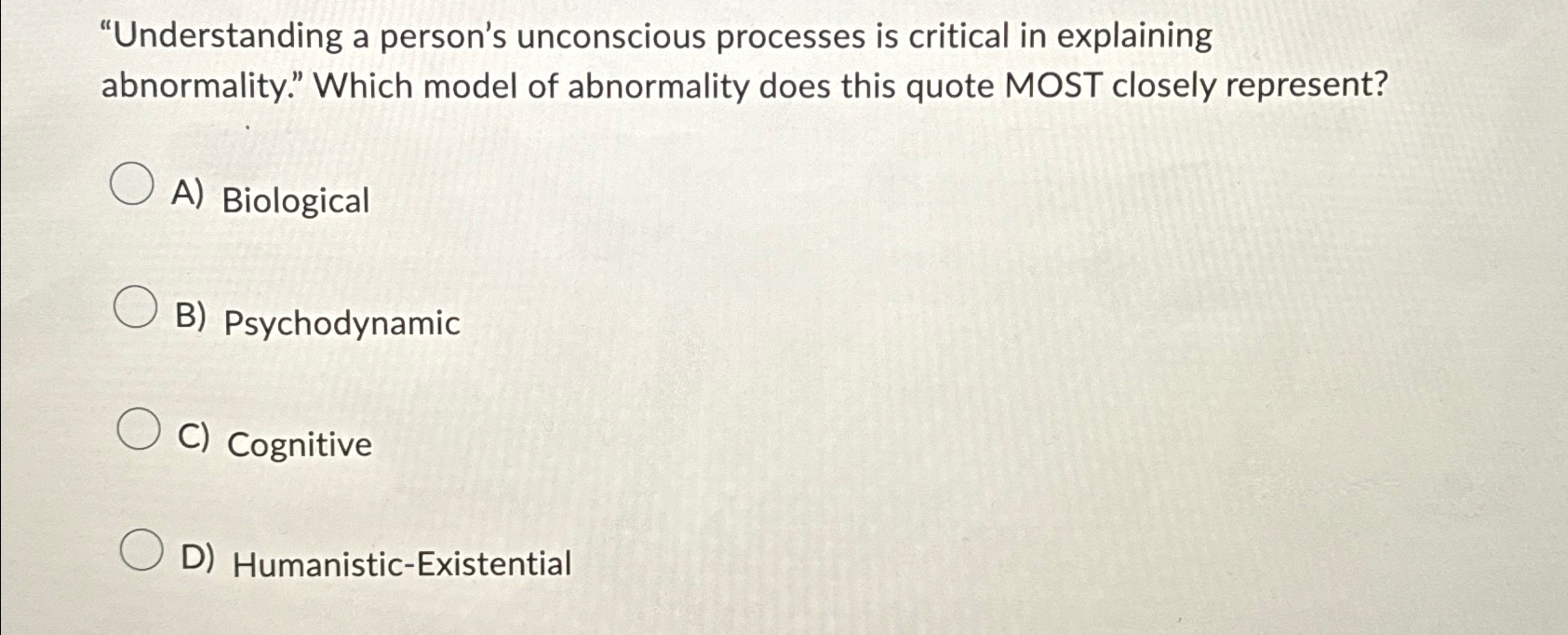 Solved "Understanding a person's unconscious processes is | Chegg.com