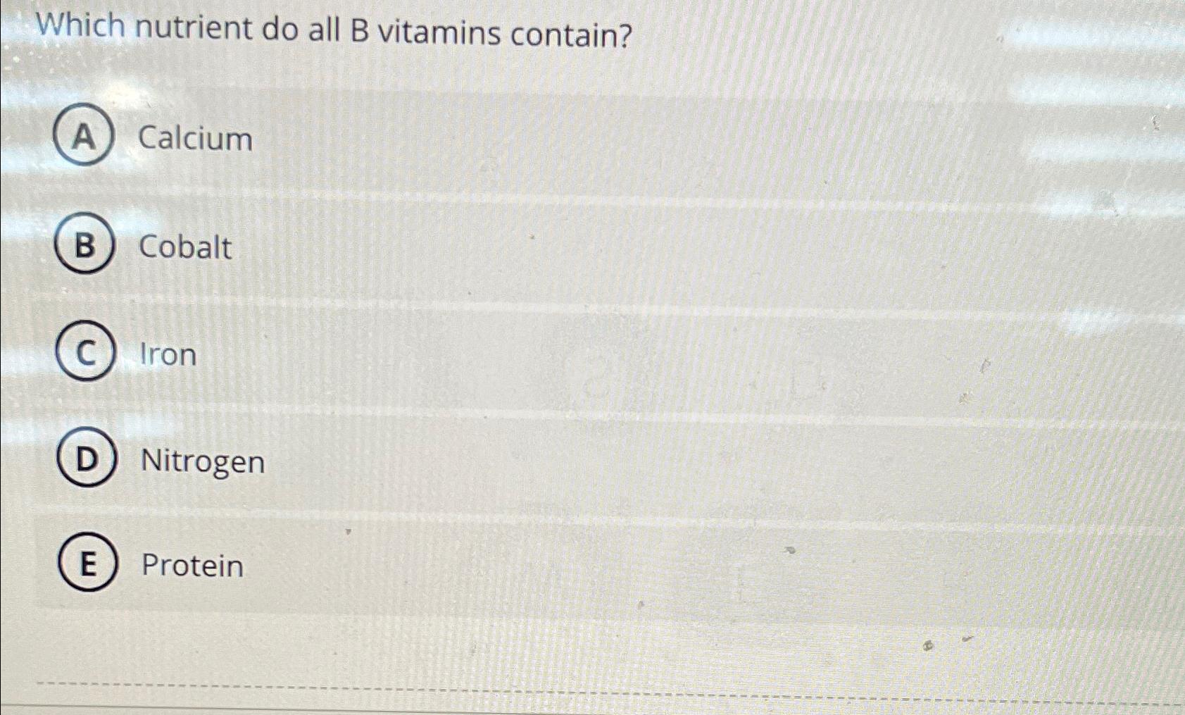 Solved Which Nutrient Do All B Vitamins | Chegg.com