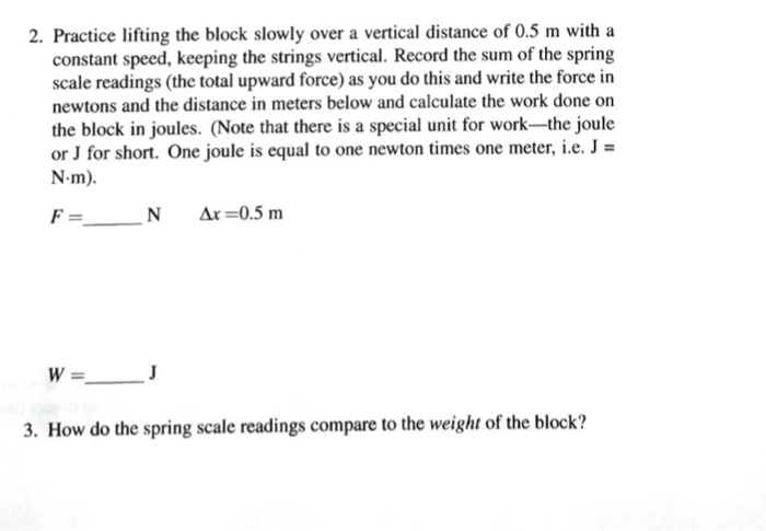 Solved 2. Practice lifting the block slowly over a vertical | Chegg.com