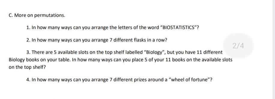 Solved C. More on permutations. 1. In how many ways can you | Chegg.com