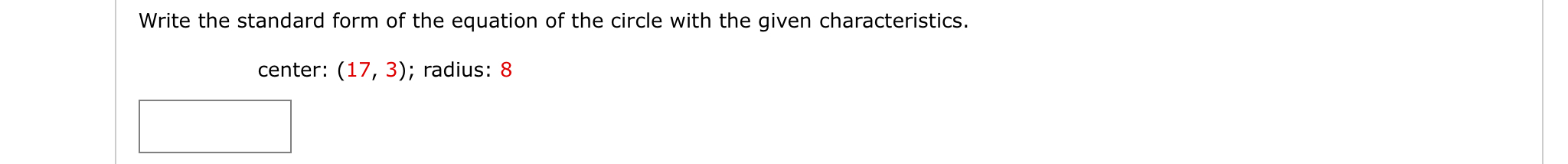 Solved Write the standard form of the equation of the circle | Chegg.com
